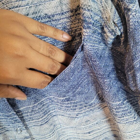 L'Agence Womens Silk Striped Snap Blouse Size 4 Blue Career Western Lightweight - Picture 5 of 13